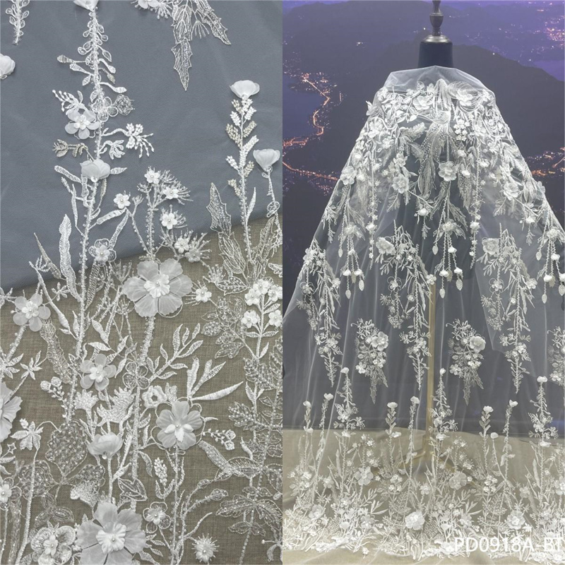 Wholesale Garment Accessory Embroidered 100% Polyester Bridal Lace Fabric for Garment