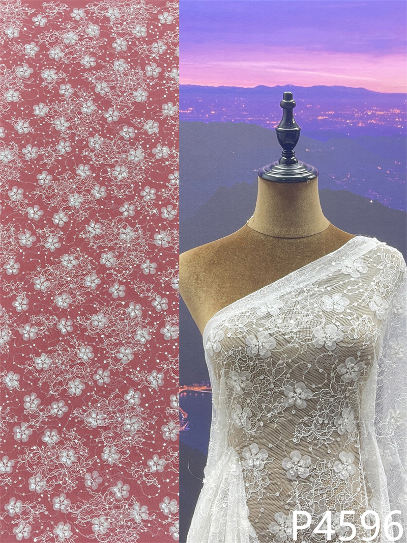 Wholesale Reasonable Price White Lace Fabric Laser 3D Flower Embroidery Laces