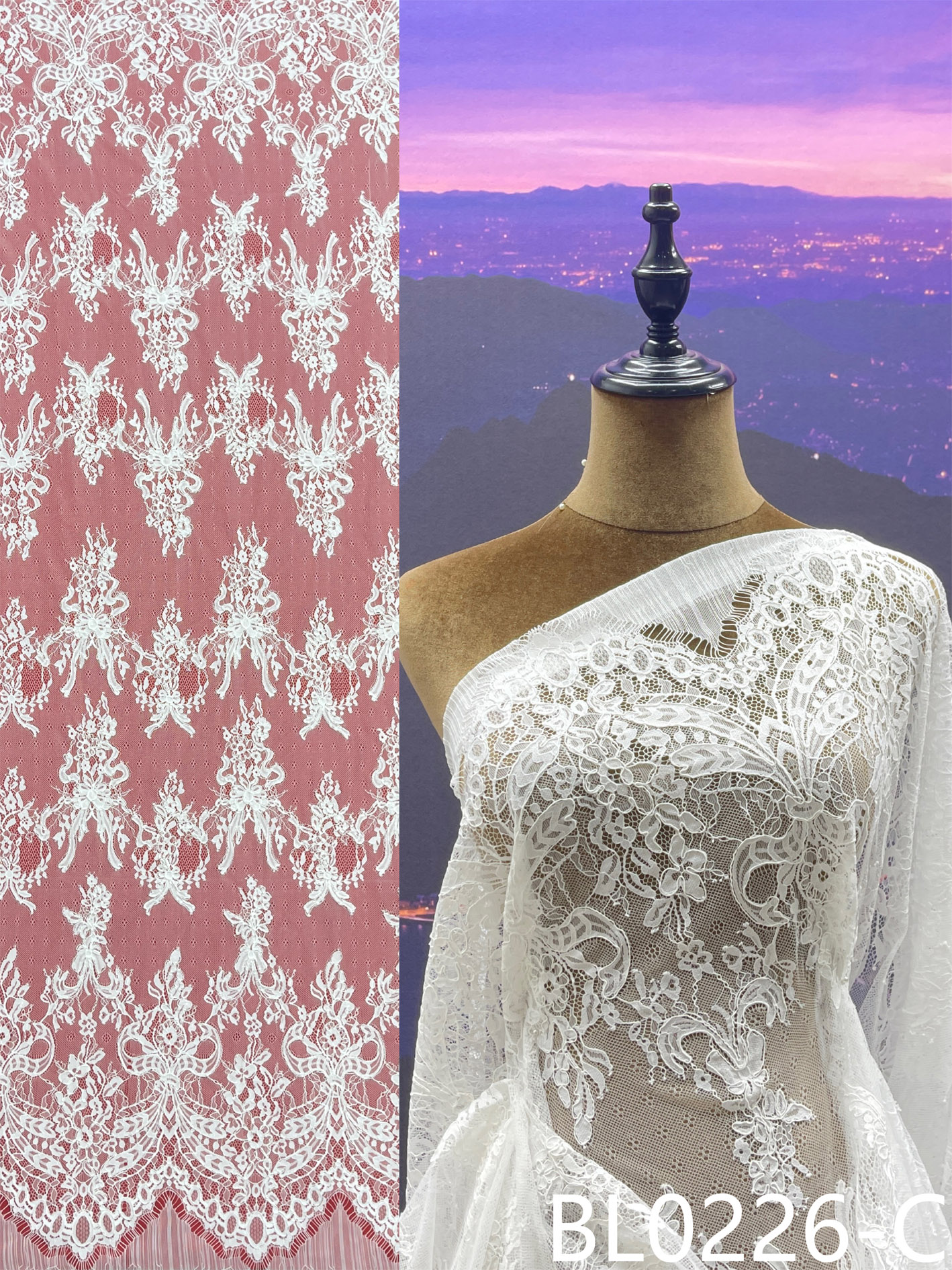 French Lace FabricTulle Lace Nylon Spandex for Wedding Evening Dress